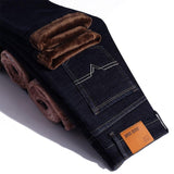 Winter Jeans Mens Fleece Pants Trousers